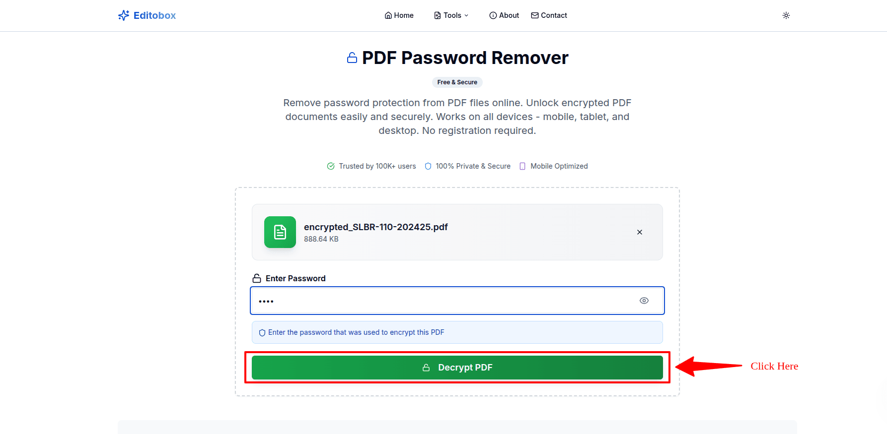 Step 3: Click Unlock PDF button to remove encryption